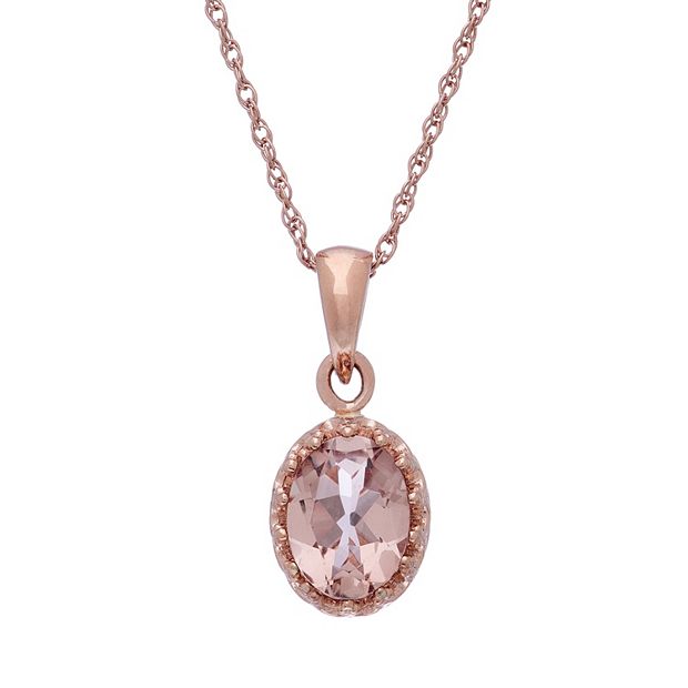 Designs by Gioelli 14k Rose Gold Over Silver Simulated Morganite Oval Pendant