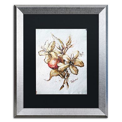 Trademark Fine Art Coffee Flower & Bean Silver Finish Framed Wall Art