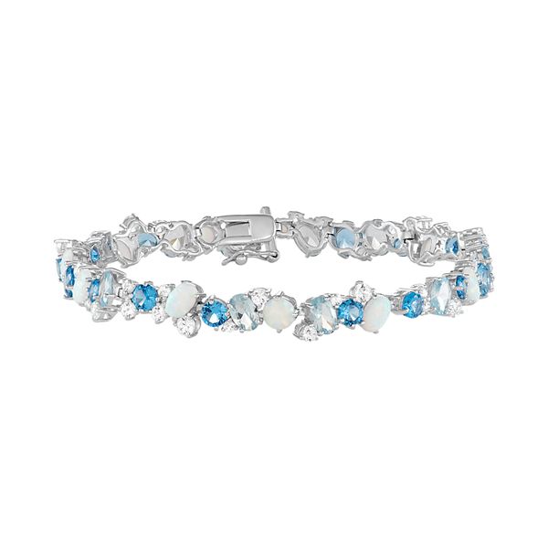 Sterling Silver Lab-Created Gemstone Bracelet
