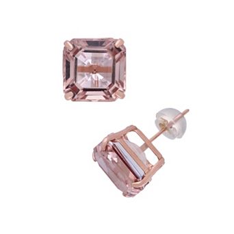 Designs by Gioelli 14k Rose Gold Simulated Morganite Stud Earrings