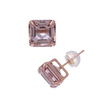 Designs by Gioelli 14k Rose Gold Simulated Morganite Stud Earrings