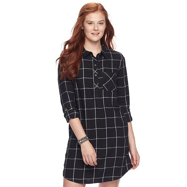 Juniors' SO® Plaid Shirt Dress