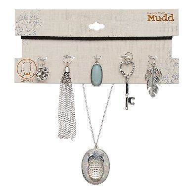 Mudd® Owl, Skeleton Key & Leaf Interchangeable Charm Necklace Set