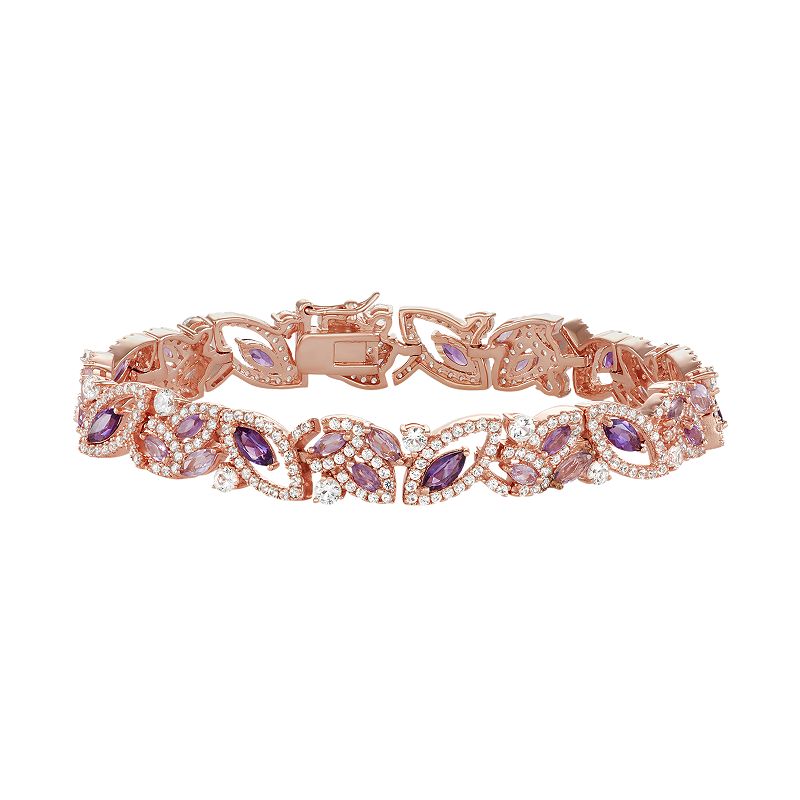 14k Rose Gold Over Silver Amethyst & Lab-Created White Sapphire Marquise B