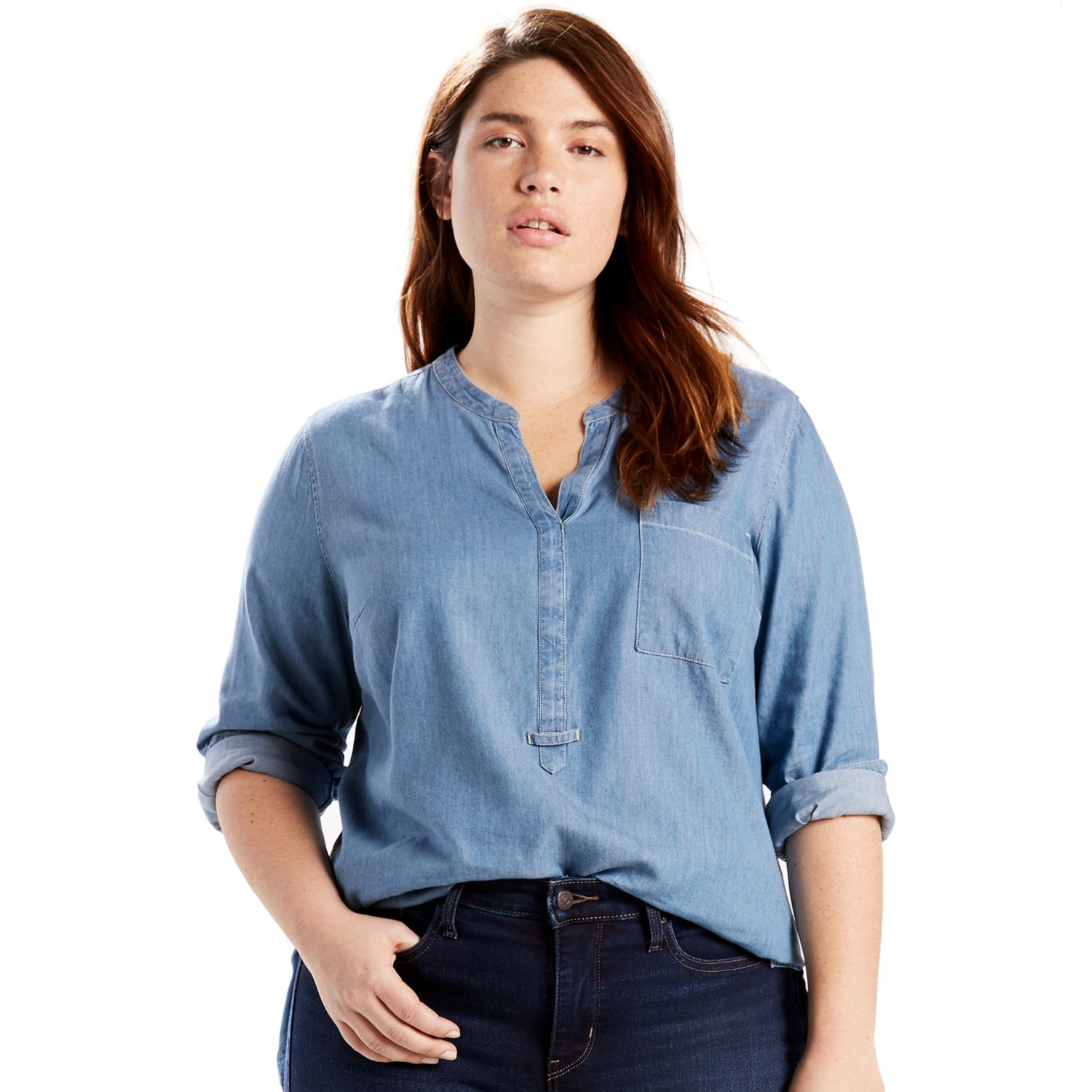 ladies plus size denim shirt