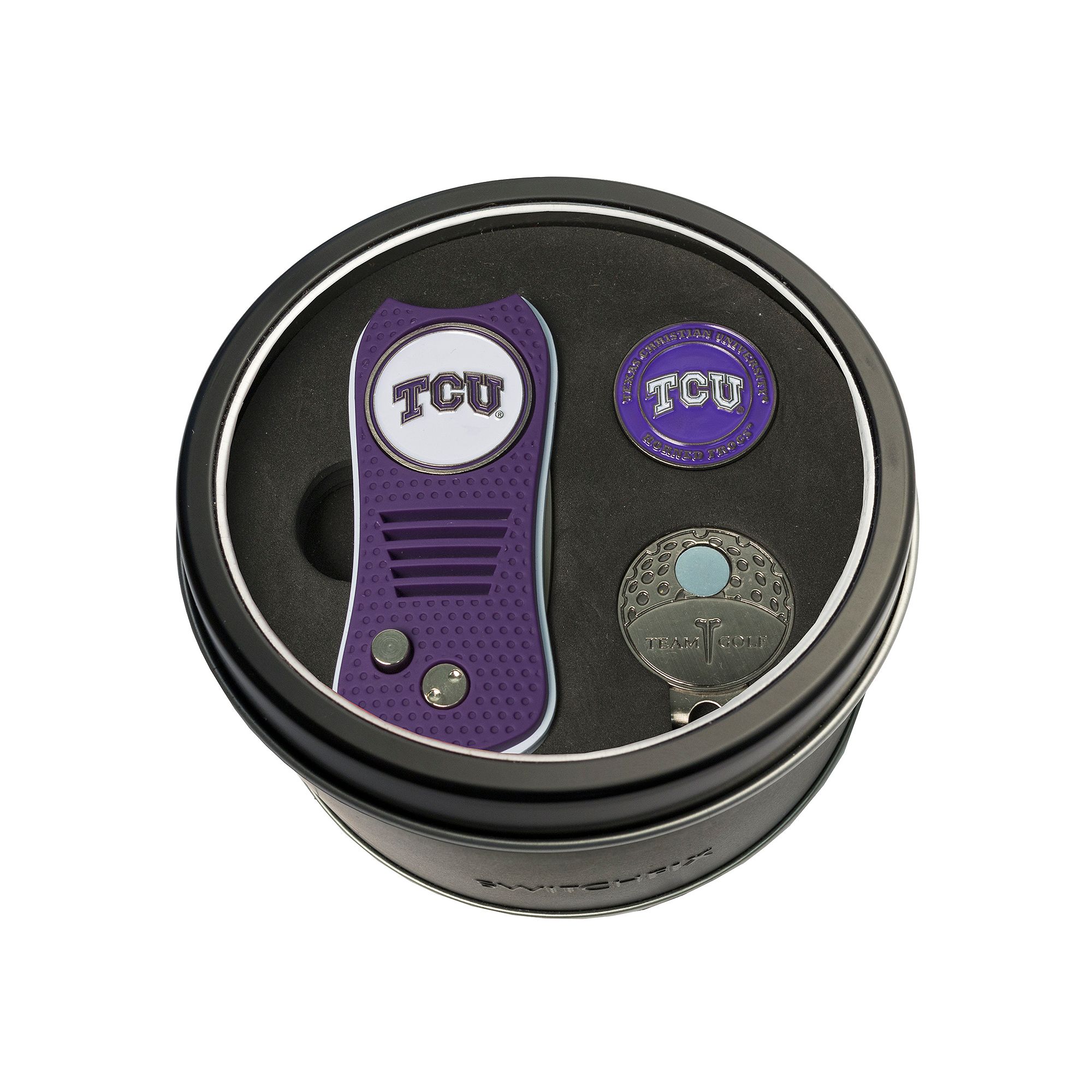 Team Golf TCU Horned Frogs Switchfix Divot Tool, Cap Clip & Ball Marker Set