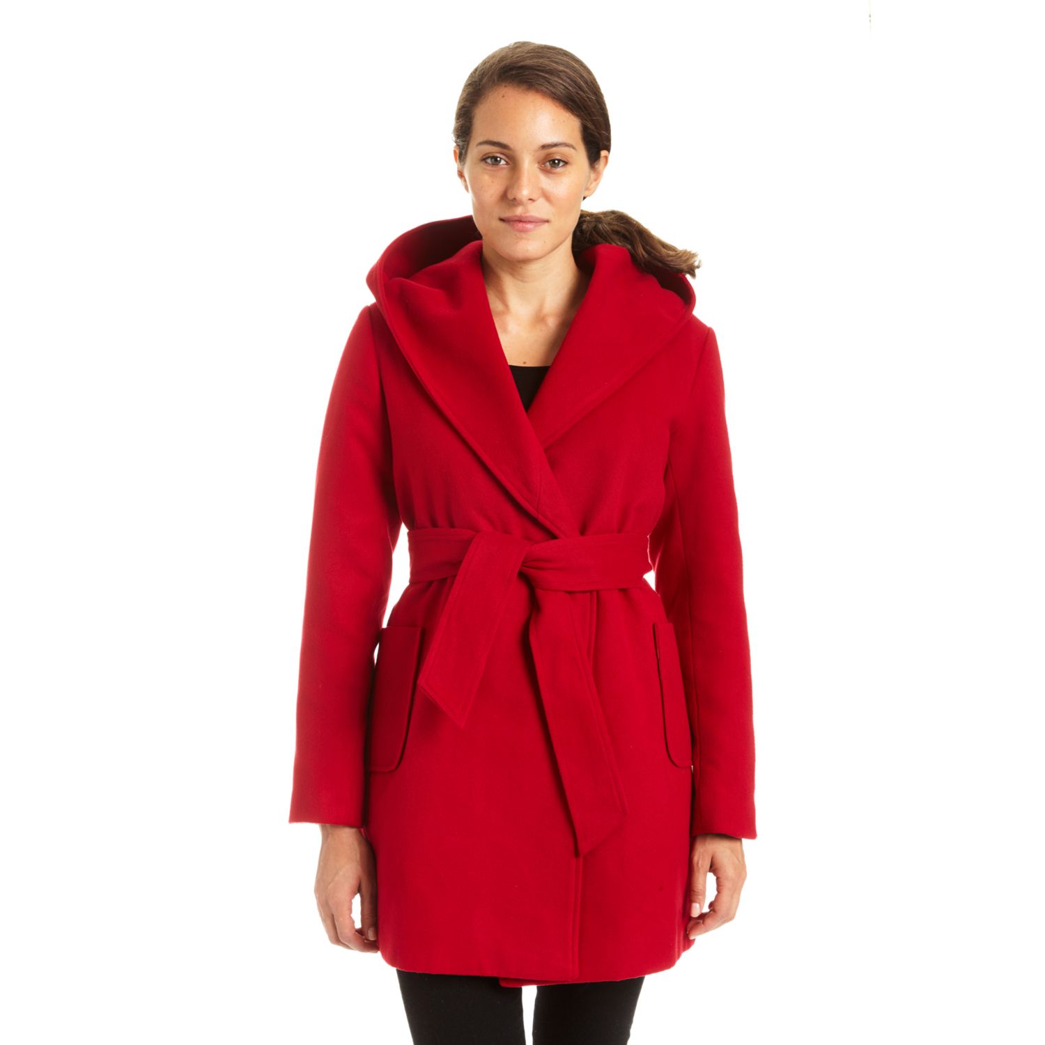 red wrap coat womens