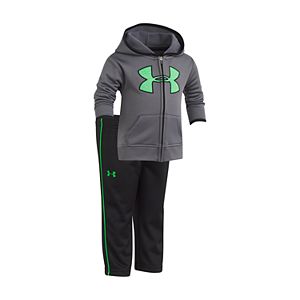 Baby Boy Under Armour Logo Gray Hooded Jacket & Pants Set