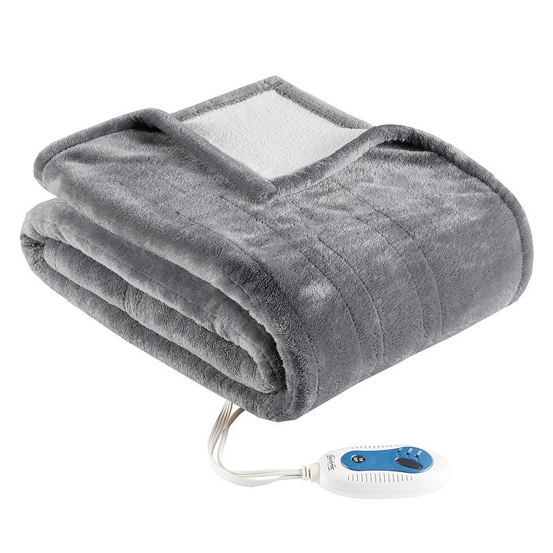 Beautyrest Snuggle Oversized Electric Heated Throw Wrap, Grey