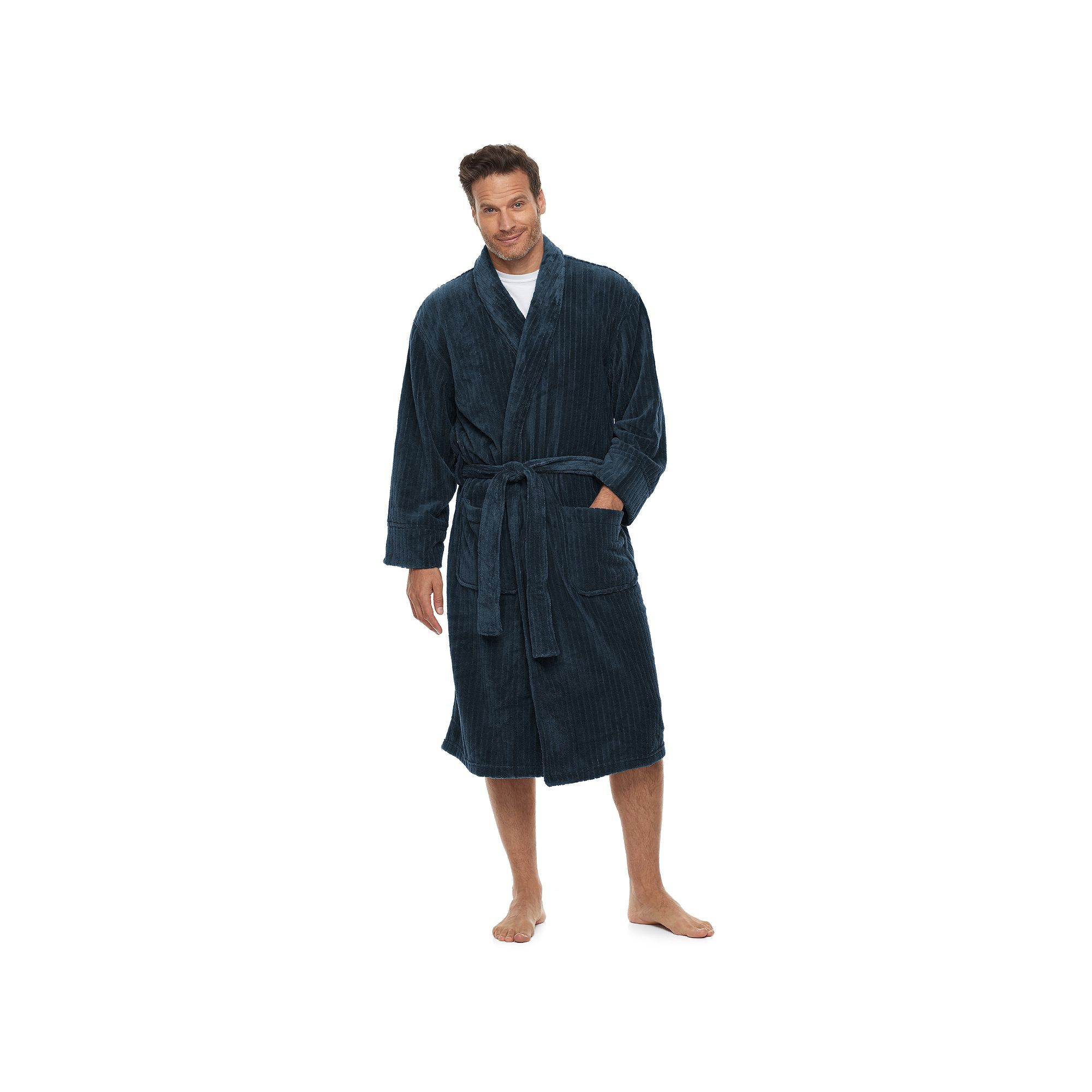 Mens Hanes Ultimate® Plush Soft Touch Robe, Blue