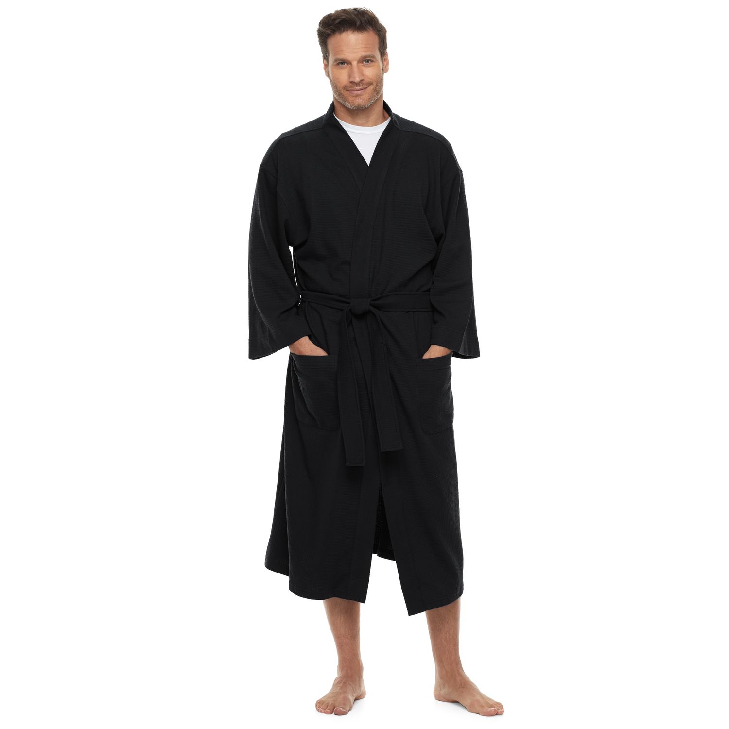 men's waffle robe with hood