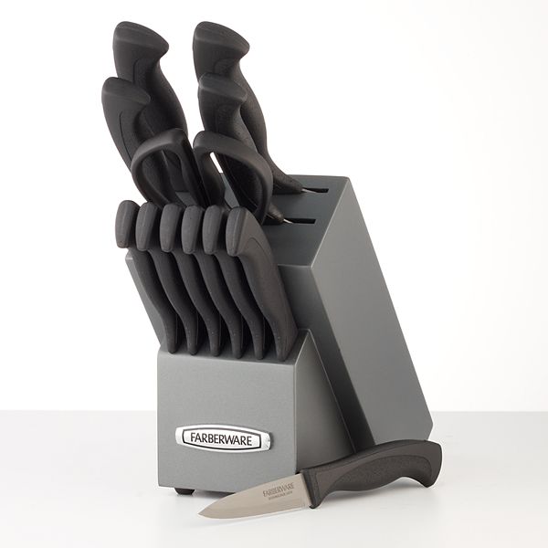 Farberware Knife Armor Dishwasher Safe 13-Piece Knife Block Set, Black