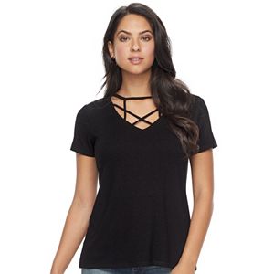 Women's Rock & Republic® Strappy V-Neck Tee