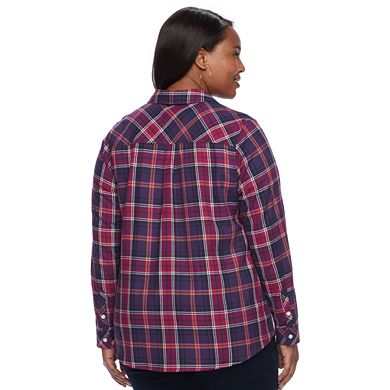 Plus Size Croft & Barrow® Flannel Plaid Button-Down Shirt