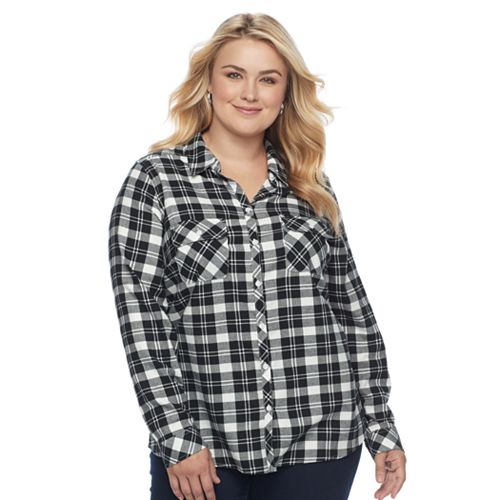 plus size blue plaid shirt