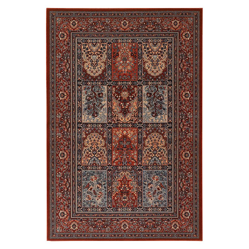 Couristan Timeless Treasures Vintage Baktiari Framed Floral Wool Rug, Red, 6.5X10 Ft