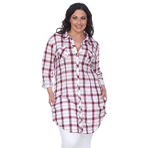 Plus Size White Mark Plaid Flannel Tunic