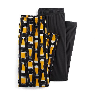 Men's 2-pack Patterned and Solid Microfleece Sleep Pants