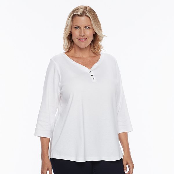 Plus size Croft & Barrow® Solid V-neck Tee