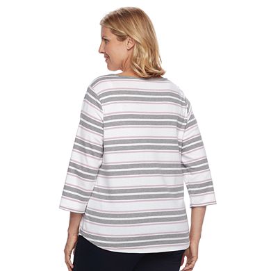 Plus size Croft & Barrow® Striped Ribbed Top