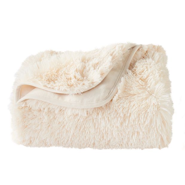 LC Lauren Conrad Faux Fur Tote Handbag ( ivory ) NEW