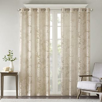 Madison Park 1-Panel Kauna Palm Leaf Sheer Grommet Window Curtain