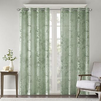 Madison Park 1-Panel Kauna Palm Leaf Sheer Grommet Window Curtain