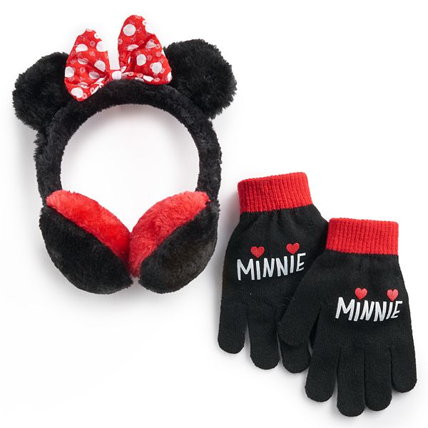 Disney S Minnie Mouse Girls 4 16 Faux Fur Ear Muffs Gloves Set - red mouse ears roblox