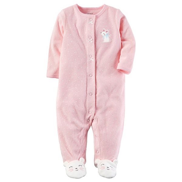 Baby Girl Carter's Dotted Terry Sleep & Play