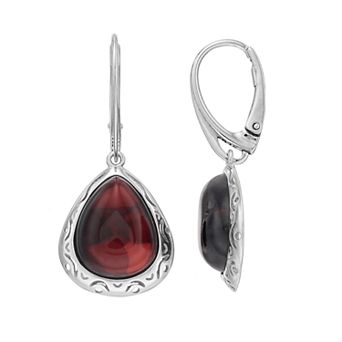 Sterling Silver Amber Teardrop Earrings