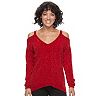 Juniors' Candie's® Chenille Cold-Shoulder Sweater