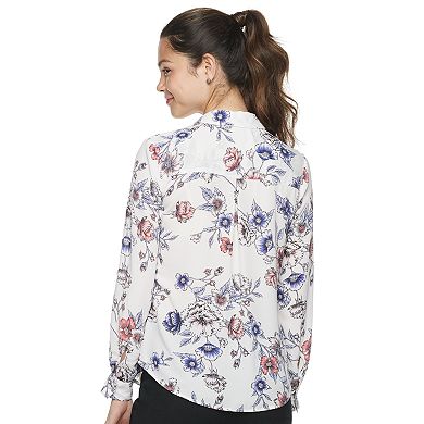 Juniors' Candie's® Roll-Tab Blouse