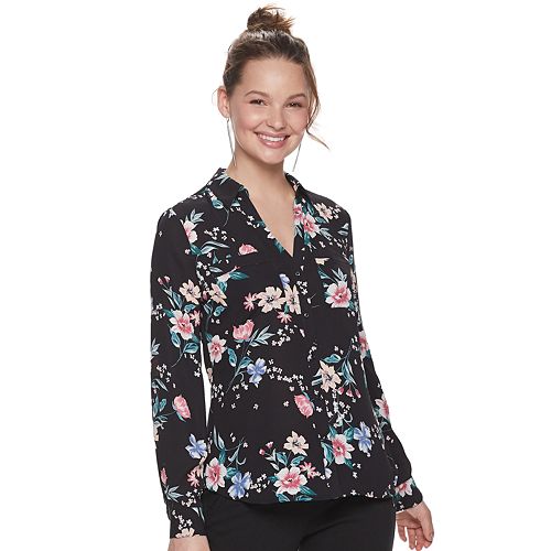 Juniors' Candie's® Roll-Tab Blouse