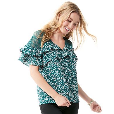 Juniors' Candie's® Ruffled Lace Top