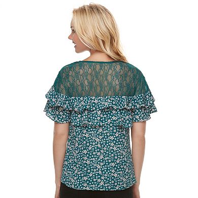 Juniors' Candie's® Ruffled Lace Top