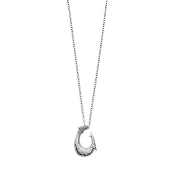 DESTINY FOR MEN Stainless Steel Textured Hook Pendant Necklace