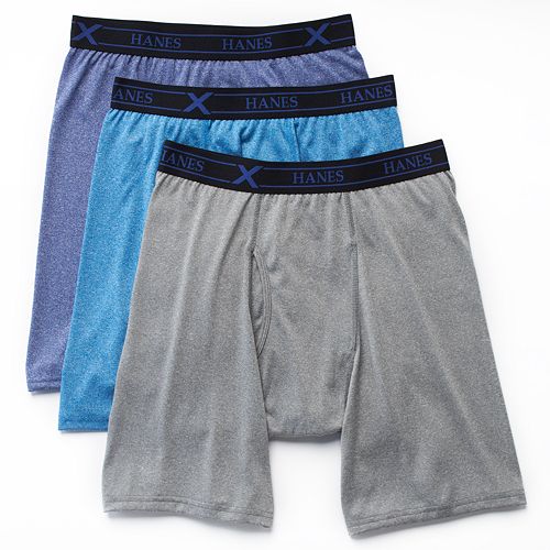 Big And Tall Hanes 3 Pack Ultimate X Temp Longer Leg Boxer Briefs 8319