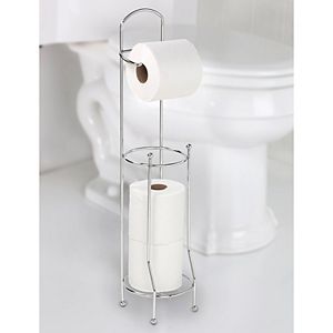 Bath Bliss Chrome Finish Tissue Roll Holder & Storage Stand