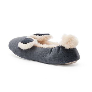 LC Lauren Conrad Velour Bunny Ear Ballet Slippers with Sleep Mask