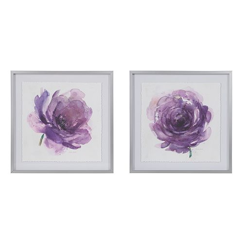 Madison Park Signature Purple Ladies Rose Framed Wall Art 2-piece Set