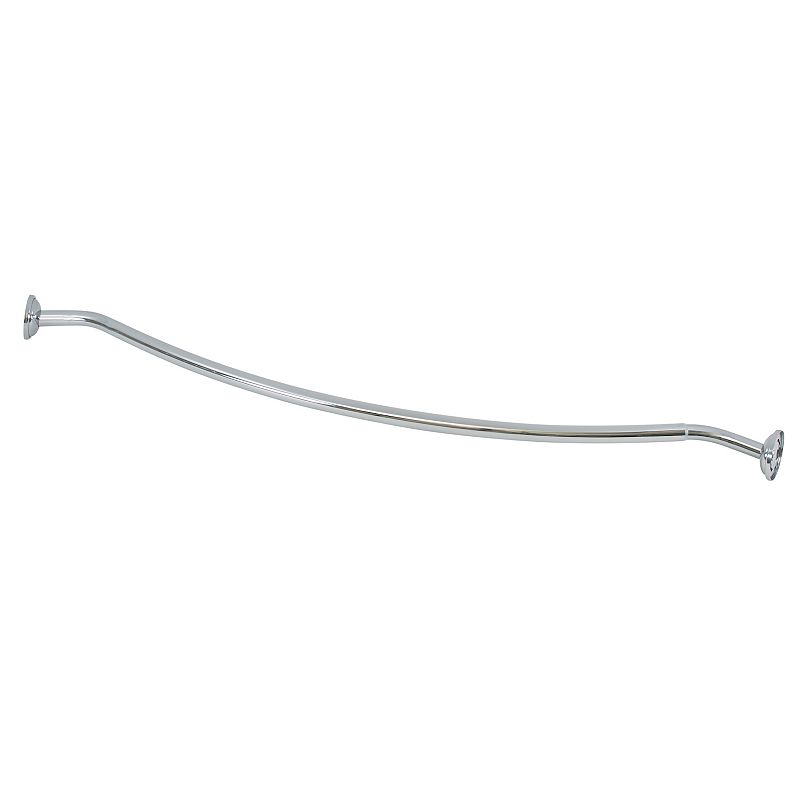 Curved Wall Mountable Shower Rod Chrome - Bath Bliss: Adjustable 42" to 72" Iron Tension Rod for Bathroom