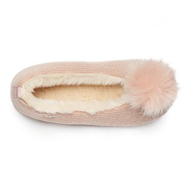 LC Lauren Conrad Sweater Knit Pom Pom Ballet Slippers with Sleep Mask