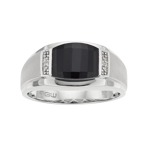 Men's Sterling Silver Onyx & Diamond Accent Ring