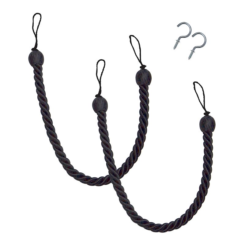 Bali Rope 2-pack Curtain Tiebacks, Black, HOLDBACK
