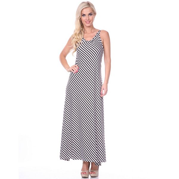 Women's White Mark Striped Maxi Dress