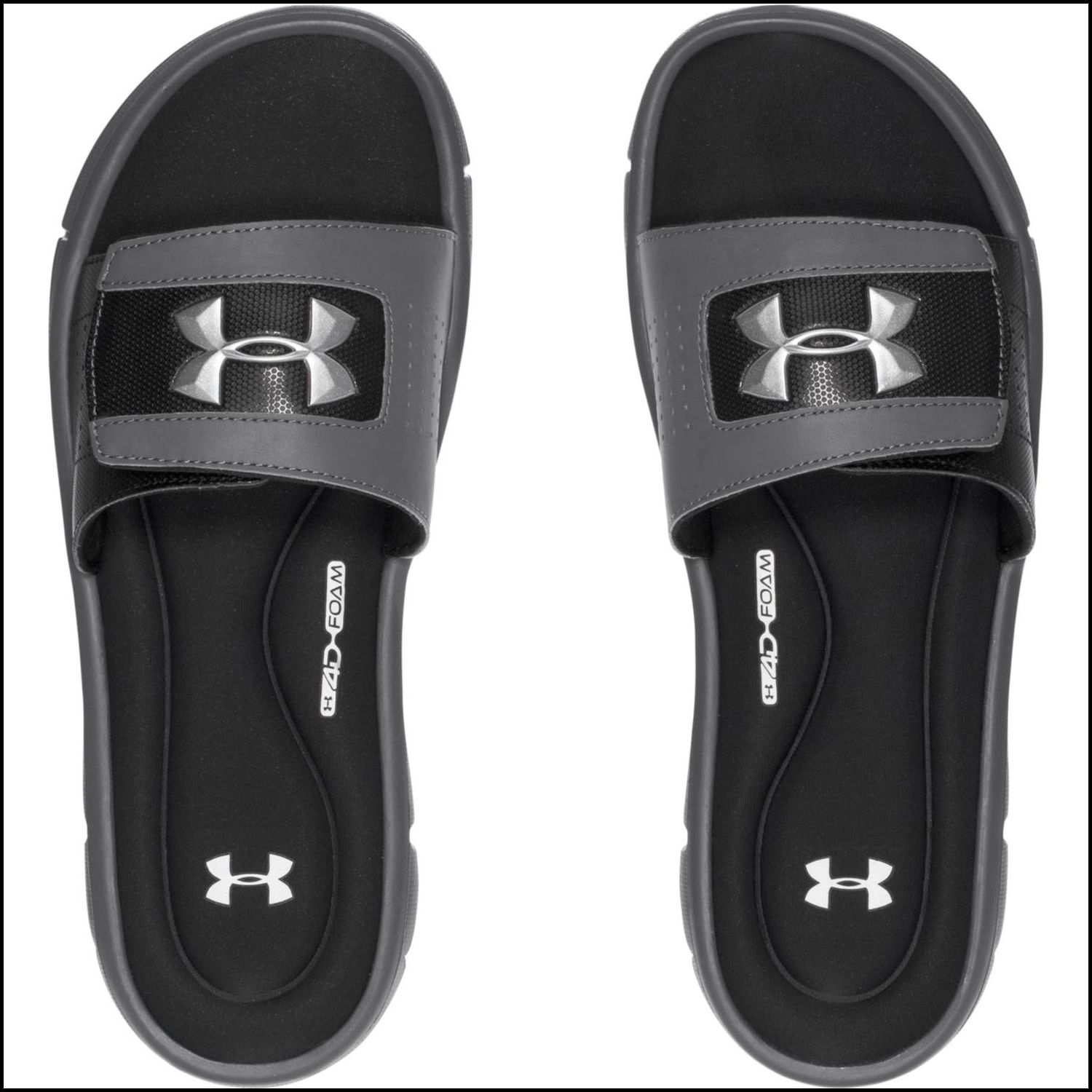 grey under armour slides