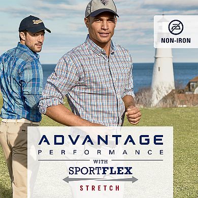 Men's IZOD Advantage Sportflex Regular-Fit Gingham-Checked Stretch Button-Down Shirt
