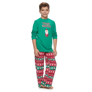 Boys 4-20 Jammies For Your Families "Team Santa" Top & Microfleece Bottoms Pajama Set