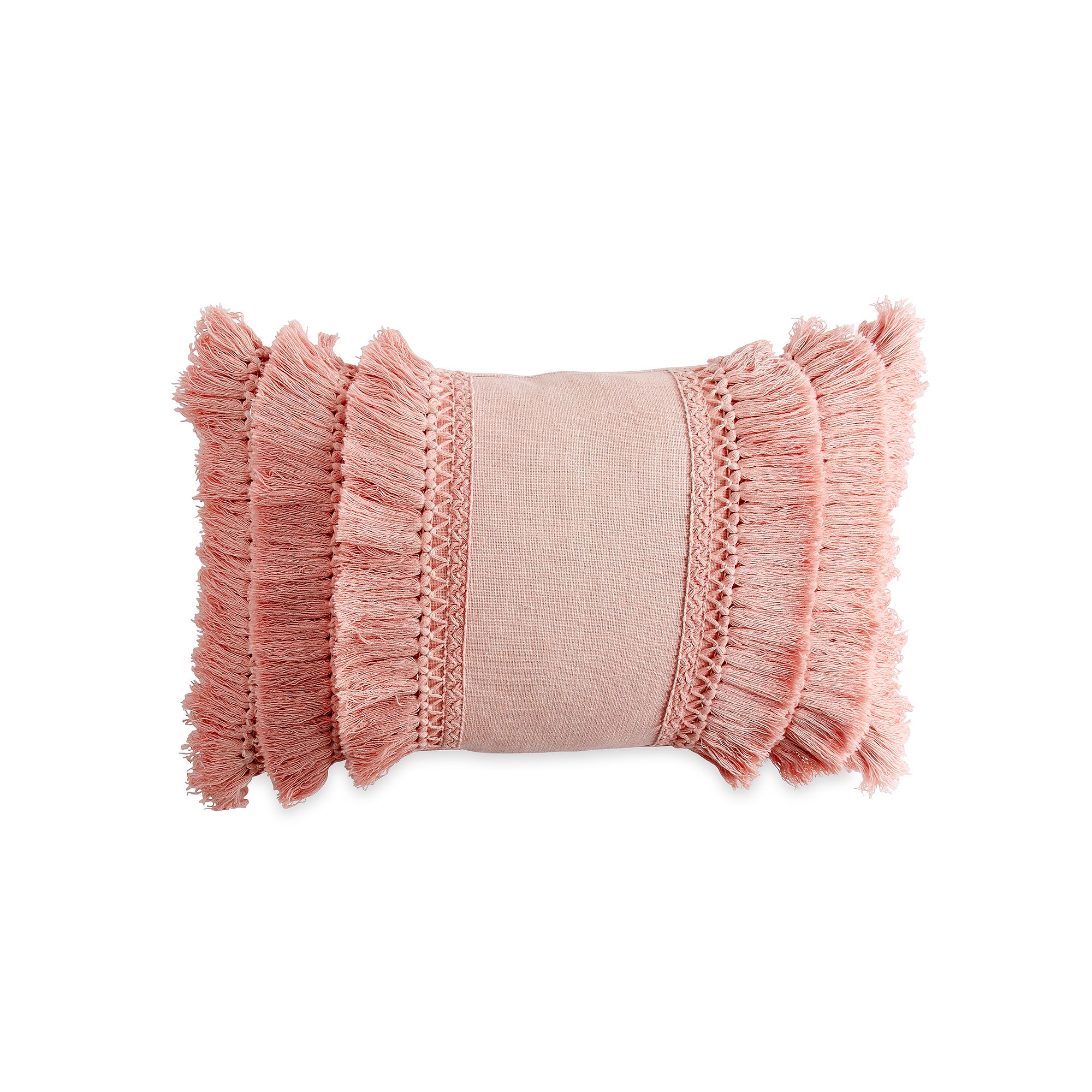 Peri Fringe Throw Pillow, Blush
