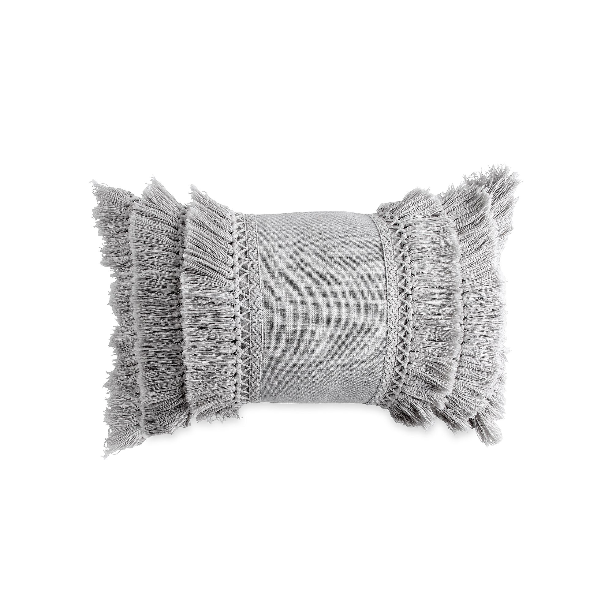 Peri Fringe Throw Pillow, Gray